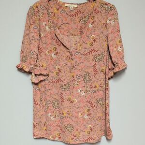 Chic Floral Blouse in Pink and Yellow